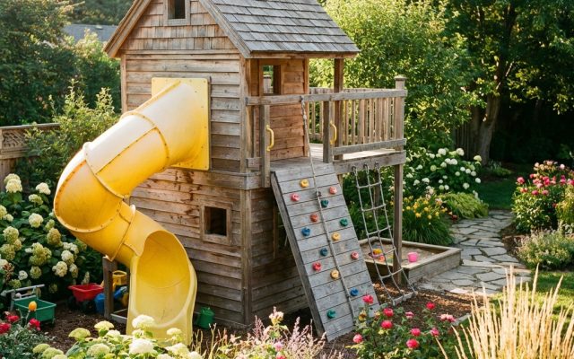 Playhouse With Slide Plans: Add a Slide to Any Backyard Playhouse
